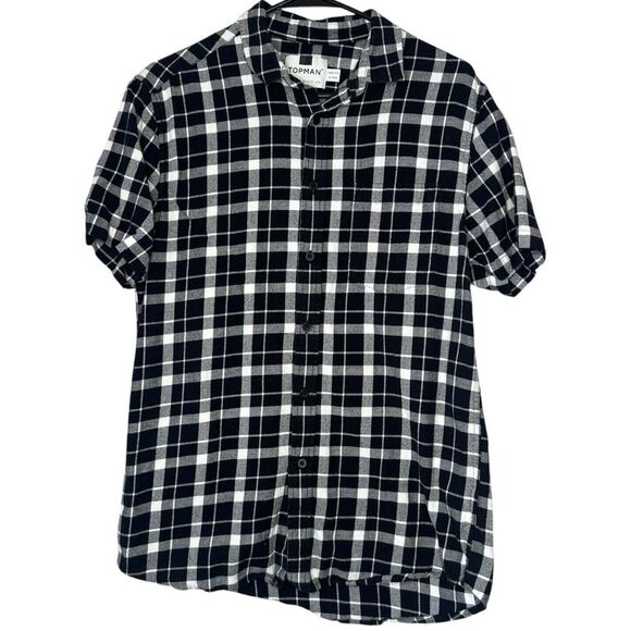 |EUC| TOPMAN Plaid Button Down Short Sleeve Shirt - Picture 1 of 7